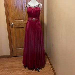 Beautiful wine colored prom dress.